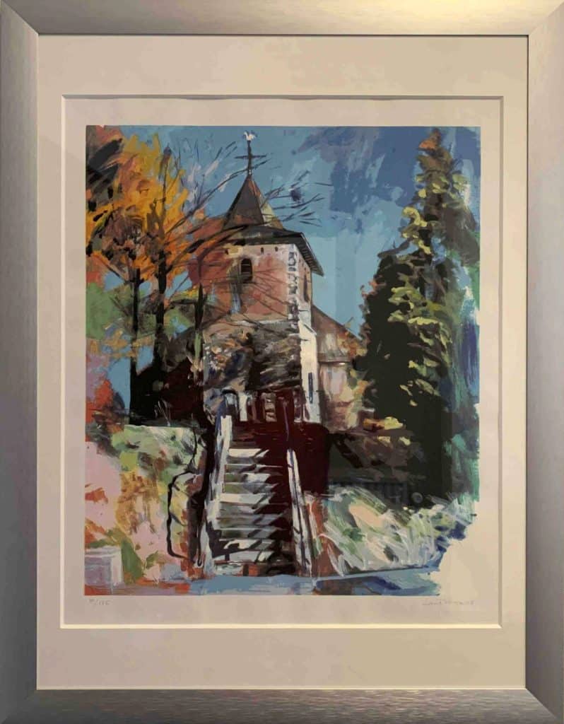 Litho Oude kerkje Eygelshoven - Lou Thissen